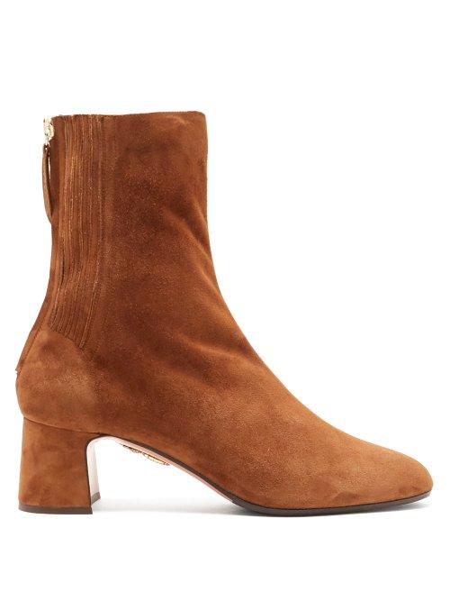 Matchesfashion.com Aquazzura - Saint Honor Suede Ankle Boots - Womens - Tan