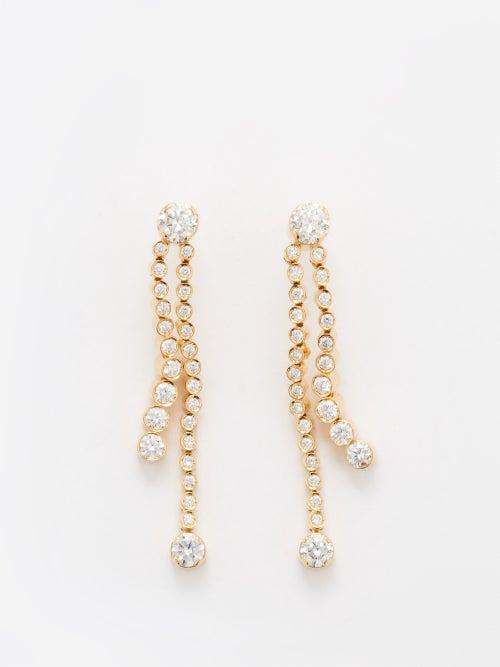 Sophie Bille Brahe - Ruban Diamant Diamond & 18kt Gold Drop Earrings - Womens - Gold Multi