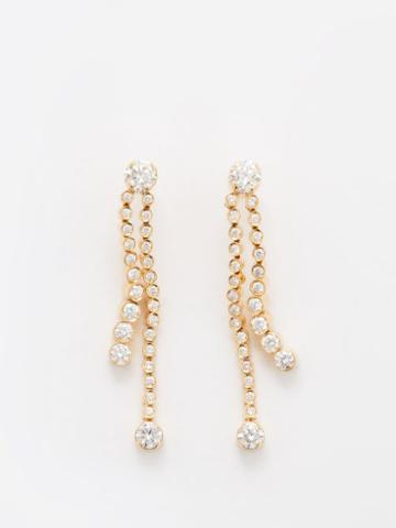 Sophie Bille Brahe - Ruban Diamant Diamond & 18kt Gold Drop Earrings - Womens - Gold Multi