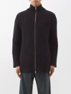 Mm6 Maison Margiela - Distressed Ribbed Cotton-blend Cardigan - Mens - Black
