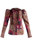 Stella Mccartney Shaylee Fan-print Ruffle-trimmed Blouse