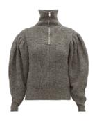 Matchesfashion.com Isabel Marant - Kuma Gigot Sleeve Wool Sweater - Womens - Dark Grey