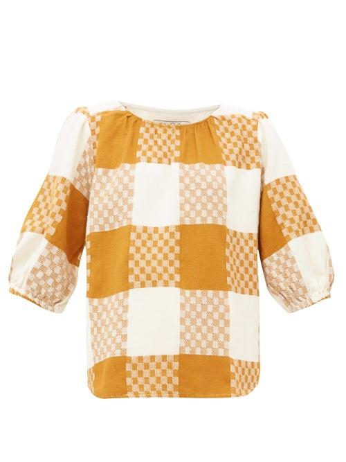 Matchesfashion.com Ace & Jig - Goldie Balloon Sleeve Checked Cotton Blouse - Womens - Beige Multi