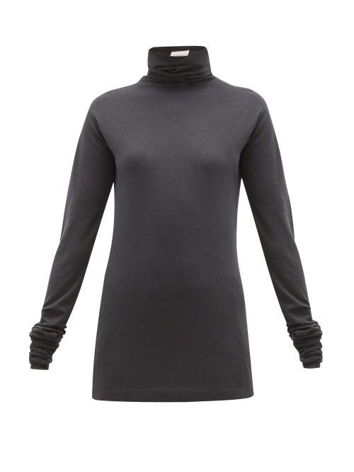 Matchesfashion.com Lemaire - Roll Neck Cotton Blend Top - Womens - Dark Grey