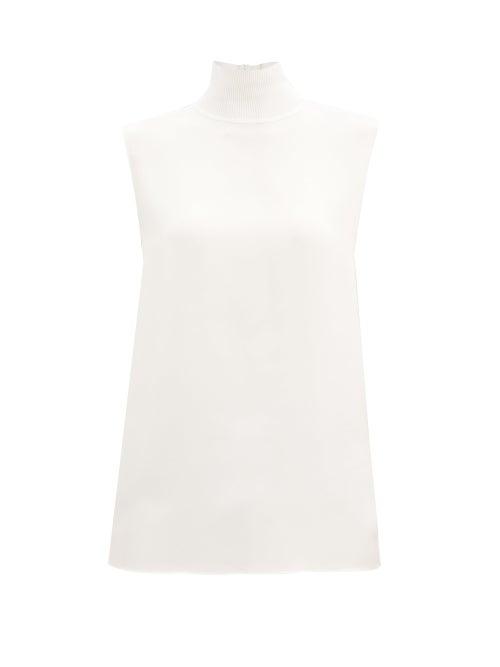 Matchesfashion.com Joseph - Balma High-neck Sleeveless Silk Blouse - Womens - Ivory