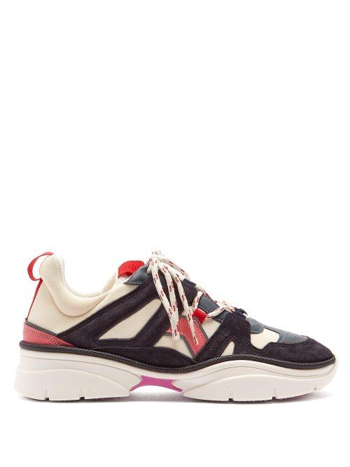 Matchesfashion.com Isabel Marant - Kindsay Low Top Suede Panel Trainers - Womens - Black White