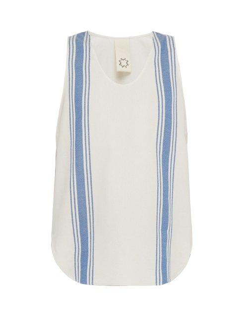 Matchesfashion.com Marrakshi Life - Striped Cotton Blend Tank Top - Mens - Blue Beige