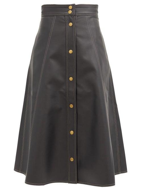Matchesfashion.com Vika 2.0 - A-line Topstitched Faux-leather Skirt - Womens - Black