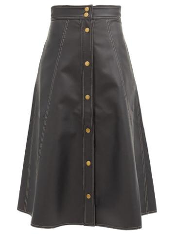 Matchesfashion.com Vika 2.0 - A-line Topstitched Faux-leather Skirt - Womens - Black