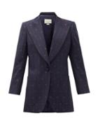 Matchesfashion.com Gucci - Gg-jacquard Wool-blend Jacket - Womens - Blue Multi