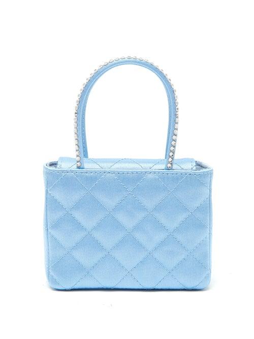 Amina Muaddi - Superamini Betty Crystal-handle Quilted-silk Bag - Womens - Blue