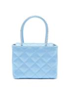 Amina Muaddi - Superamini Betty Crystal-handle Quilted-silk Bag - Womens - Blue