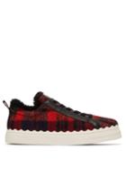 Matchesfashion.com Chlo - Lauren Check Wool Trainers - Womens - Red Multi
