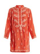 Matchesfashion.com Juliet Dunn - Floral Embroidered Silk Shirtdress - Womens - Red