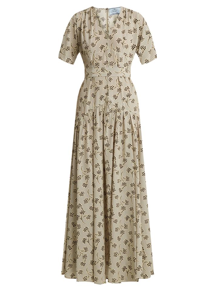 Prada Floral-print Silk Gown