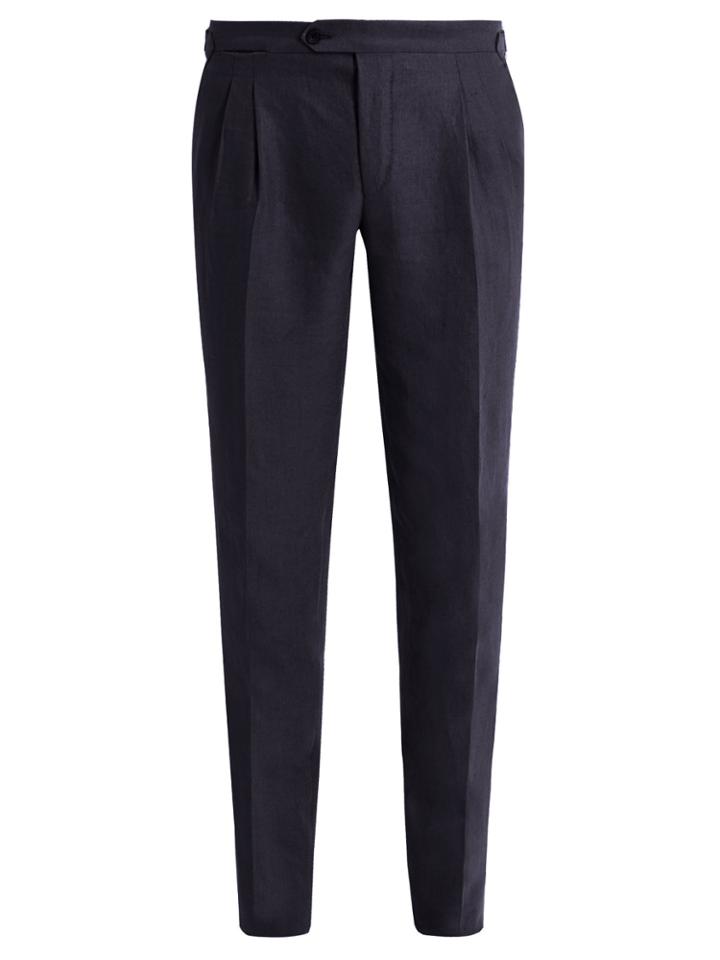 Thom Sweeney Tapered-leg Linen Trousers