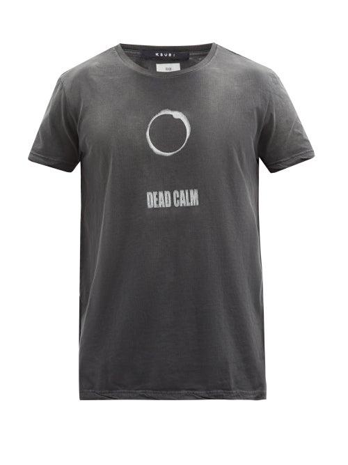 Matchesfashion.com Ksubi - Dead Calm-print Washed Cotton-jersey T-shirt - Mens - Dark Grey