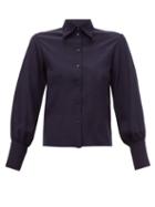Matchesfashion.com Chlo - Point Collar Silk Crepe De Chine Blouse - Womens - Navy