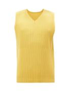 Homme Pliss Issey Miyake - Technical-pleated Sleeveless Top - Mens - Yellow