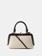 Jil Sander - Mini Leather-trim Canvas Handbag - Womens - Black Cream