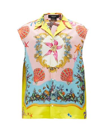 Matchesfashion.com Versace - Trsor De La Mer-print Sleeveless Silk-twill Shirt - Mens - Multi