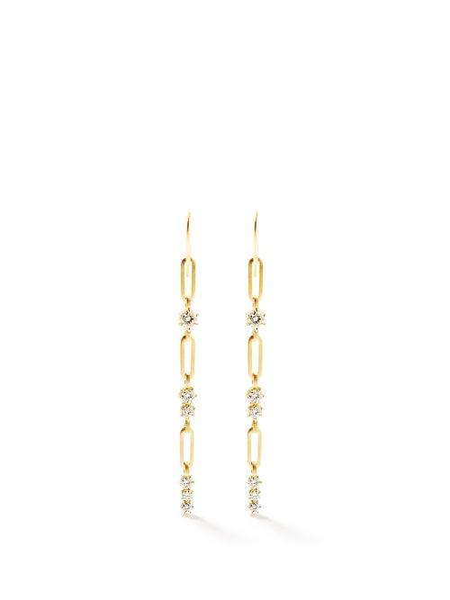 Matchesfashion.com Jade Trau - Pia Diamond & 18kt Gold Drop Earrings - Womens - Yellow Gold