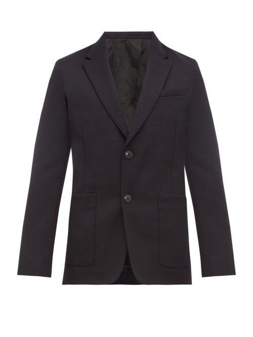 Matchesfashion.com Ami - Single Breasted Virgin Wool Twill Blazer - Mens - Navy