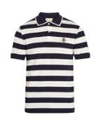 Gucci Bee-appliqu Striped Cotton Polo Shirt