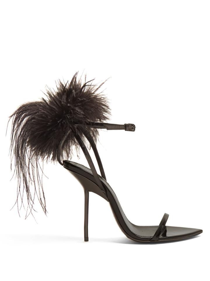 Saint Laurent Mansour Feather-embellished Sandals