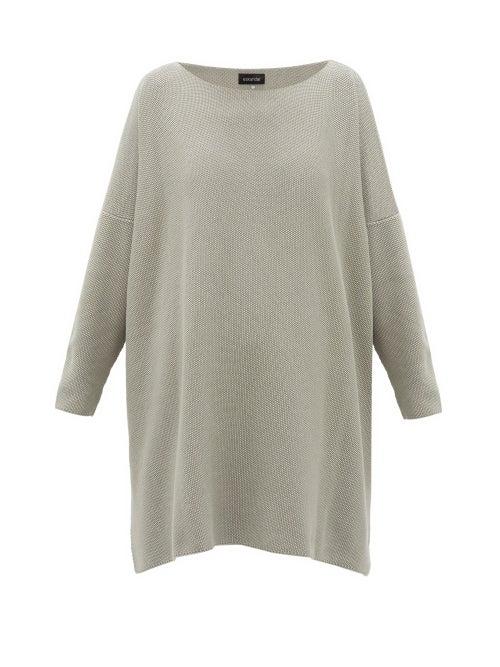 Matchesfashion.com Eskandar - Moss-stitched Longline Cotton Sweater - Womens - Grey