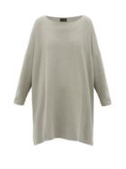Matchesfashion.com Eskandar - Moss-stitched Longline Cotton Sweater - Womens - Grey