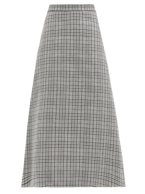 Matchesfashion.com Msgm - A-line Checked Midi Skirt - Womens - Grey