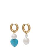 Matchesfashion.com Timeless Pearly - Mismatched Pearl And Stone Drop Earrings - Womens - Blue