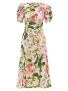 Matchesfashion.com Dolce & Gabbana - Floral-print Silk-charmeuse Dress - Womens - Pink Print