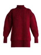 Matchesfashion.com Balenciaga - Cable Knit Virgin Wool Sweater - Womens - Black Red