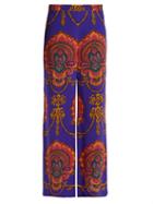 Matchesfashion.com Gucci - Treasure Print Wide Leg Silk Trousers - Womens - Purple Print