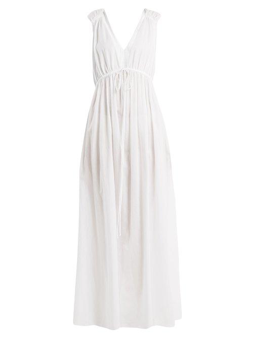 Matchesfashion.com Loup Charmant - Sirena V Neck Cotton Dress - Womens - White