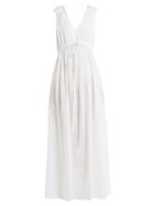 Matchesfashion.com Loup Charmant - Sirena V Neck Cotton Dress - Womens - White