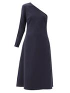 Matchesfashion.com Staud - Christie Chain-collar Asymmetric Crepe Dress - Womens - Navy