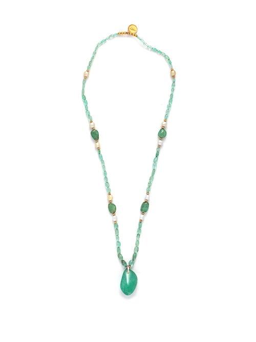 Matchesfashion.com Jade Jagger - Diamond, Emerald, Pearl & 18kt Gold Necklace - Womens - Green