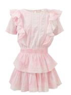 Loveshackfancy - Natasha Ruffled Cotton Mini Dress - Womens - Pink White