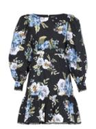 Matchesfashion.com Erdem - Rydal Flounced Carnation-print Poplin Dress - Womens - Black Print