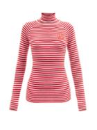 Ganni - Logo-embroidered Roll-neck Wool-blend Pyjama Top - Womens - Pink Multi