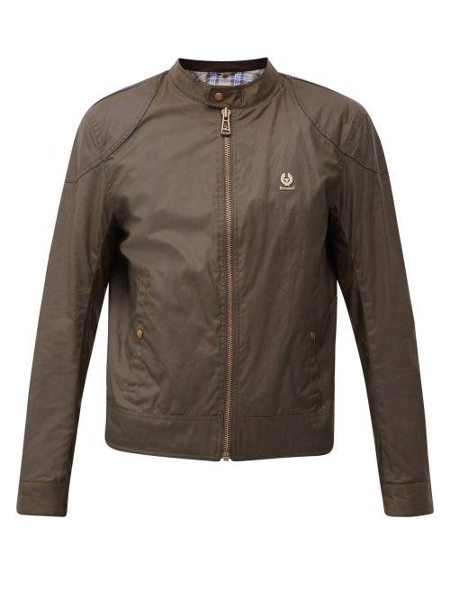 Matchesfashion.com Belstaff - Kelland Waxed-cotton Caf Racer Jacket - Mens - Khaki