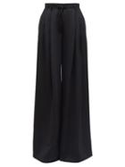 Matchesfashion.com The Row - Ossie Pleated Twill Wide Leg Trousers - Womens - Black