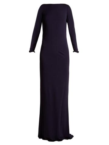Matchesfashion.com Azzaro - Ava Crystal Embellished Jersey Gown - Womens - Navy