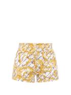 Matchesfashion.com Versace - Baroque-print Cotton-blend Twill Shorts - Womens - White Multi