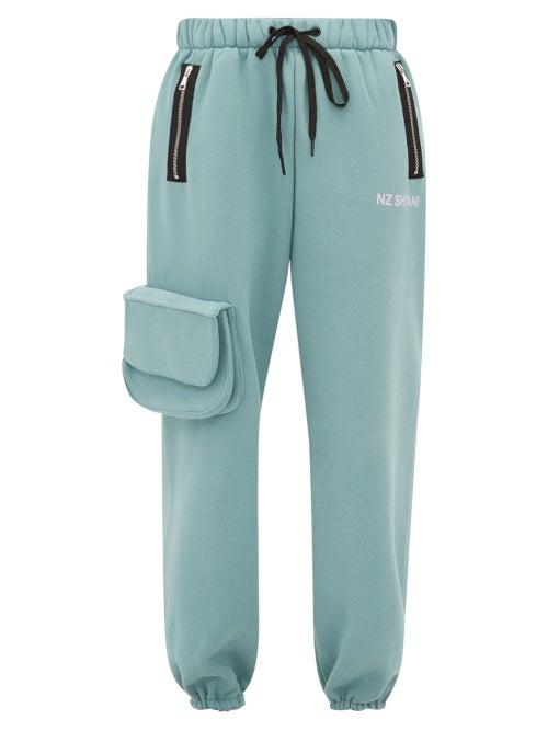 Matchesfashion.com Natasha Zinko - Cargo Pocket Cotton Blend Jersey Track Pants - Womens - Light Green