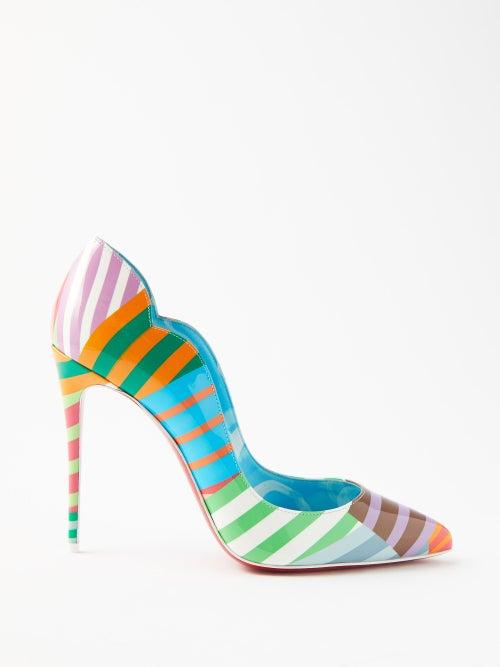 Christian Louboutin - Hot Chick 100 Striped Patent-leather Pumps - Womens - Multi