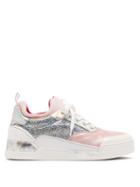 Matchesfashion.com Christian Louboutin - Aurelien Holographic Glitter Trainers - Womens - Pink Silver
